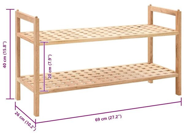 Stalak za cipele od masivnog orahovog drva 69 x 26 x 40 cm - 1 2 1 2
