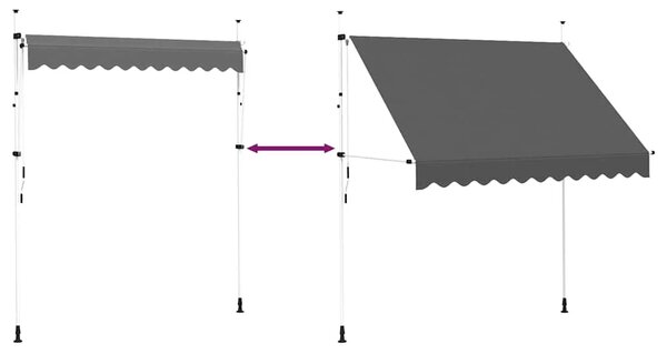 Tenda na ručno uvlačenje 250 cm antracit - Antracit 1 bijeli okvir 250 cm