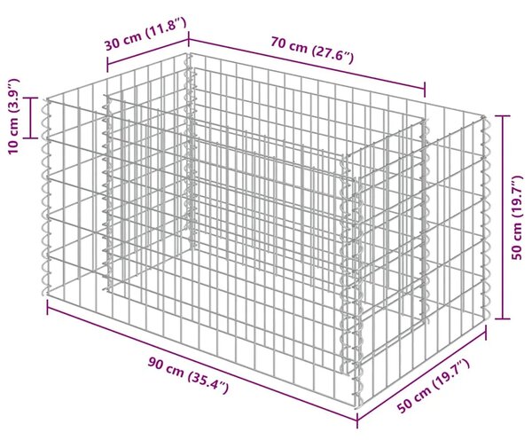 Gabionska sadilica od pocinčanog čelika 90 x 50 x 50 cm - 90 x 50 x 50 cm 1 90 x 50 x 50 cm