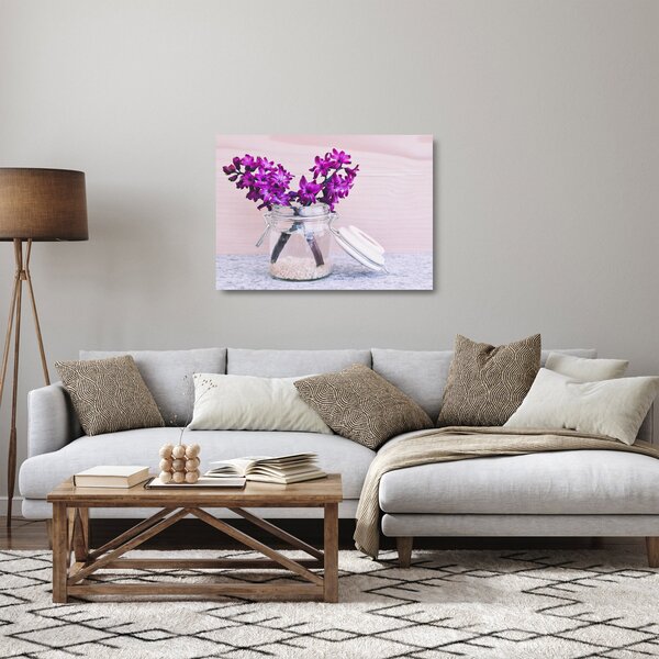 Staklena slika ljubičastog cvijeća (70x50 cm)