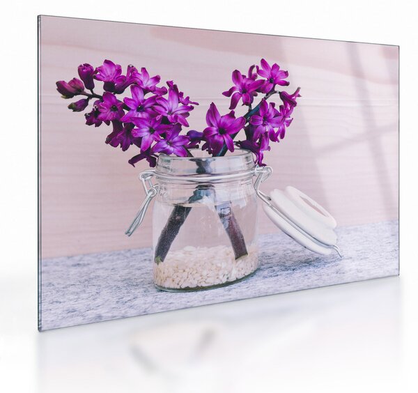 Staklena slika ljubičastog cvijeća (70x50 cm)