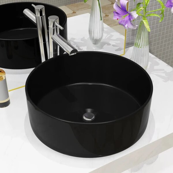 Keramički okrugli Lavabo - Umivaonik 40 x 15 cm crni - Crna Crna