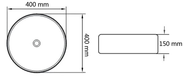Keramički okrugli Lavabo - Umivaonik 40 x 15 cm crni - Crna Crna