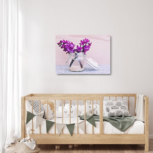 Staklena slika ljubičastog cvijeća (70x50 cm)