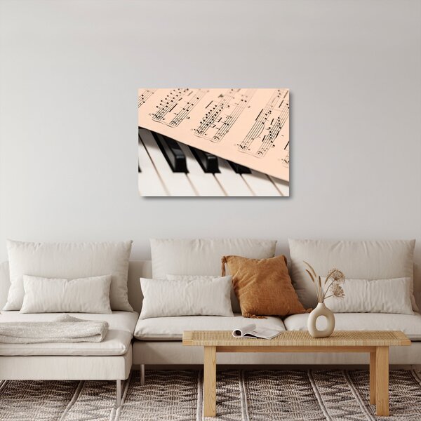 Staklena slika klavira s glazbenim notama (70x50 cm)