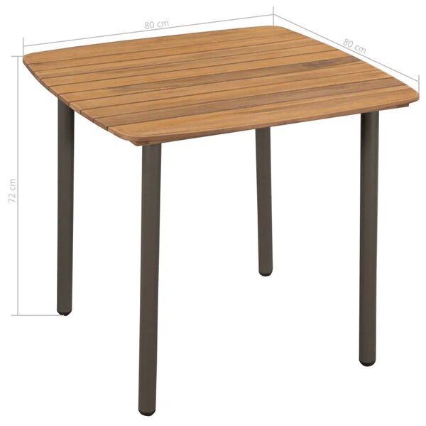 Vrtni stol 80 x 80 x 72 cm od masivnog bagremovog drva i čelika - 80 x 80 x 72 cm 1 80 x 80 x 72 cm