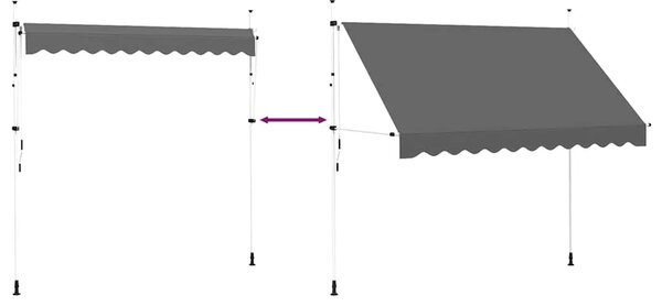 Tenda na ručno uvlačenje 300 cm antracit - Antracit 1 bijeli okvir 300 cm