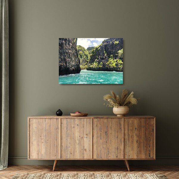 Staklena slika planinske rijeke (70x50 cm)