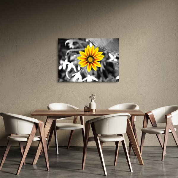 Staklena slika žutog cvijeta (70x50 cm)