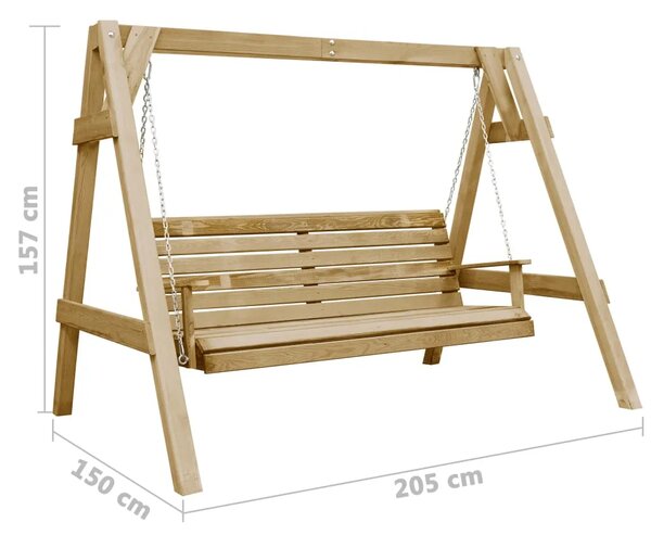 Vrtna ljuljačka od impregnirane borovine 205 x 150 x 157 cm