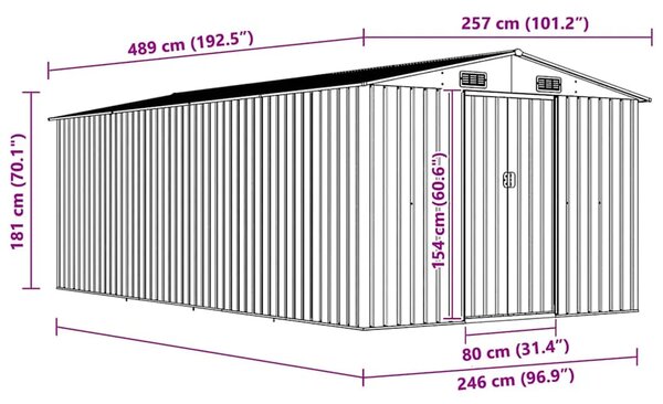 Vrtna kućica - Vrtno spremište 257 x 489 x 181 cm metalno antracit - Antracit 257 x 489 x 181 cm 1 Antracit
