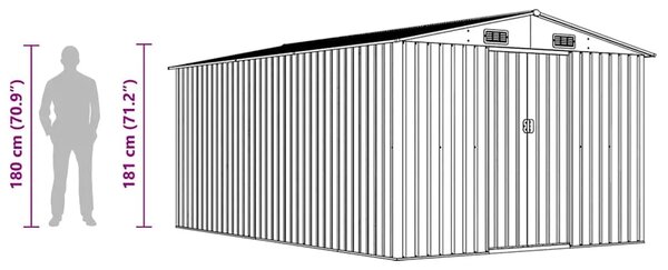Vrtna kućica - Vrtno spremište 257 x 392 x 181 cm metalno zeleno - Zelena 257 x 392 x 181 cm 1 Zelena