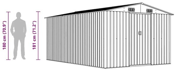 Vrtna kućica - Vrtno spremište 257 x 392 x 181 cm metalno sivo - Siva 257 x 392 x 181 cm 1 Siva
