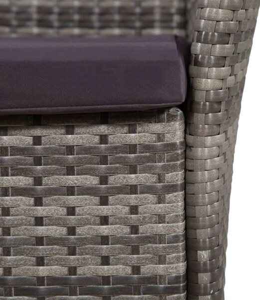 3-dijelni bistro set od poliratana sivi - Siva Da 3 Siva