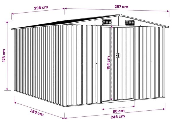 Vrtna kućica - Vrtno spremište 257 x 298 x 178 cm metalno antracit - Antracit 257 x 298 x 178 cm 1 Antracit