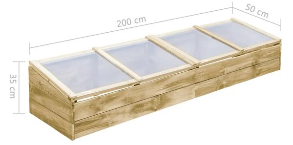 Staklenik od impregnirane borovine 200 x 50 x 35 cm - 200 x 50 x 35 cm 1 200 x 50 x 35 cm