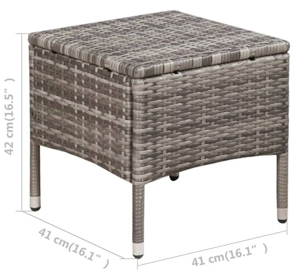 3-dijelni bistro set od poliratana sivi - Siva Da 3 Siva