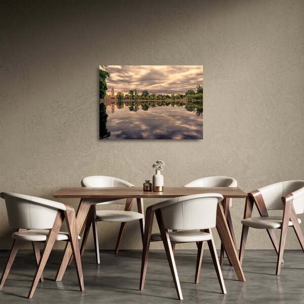 Staklena slika jezera i drveća (70x50 cm)