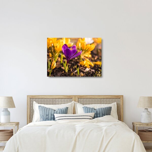 Staklena slika ljubičastog cvijeta (70x50 cm)