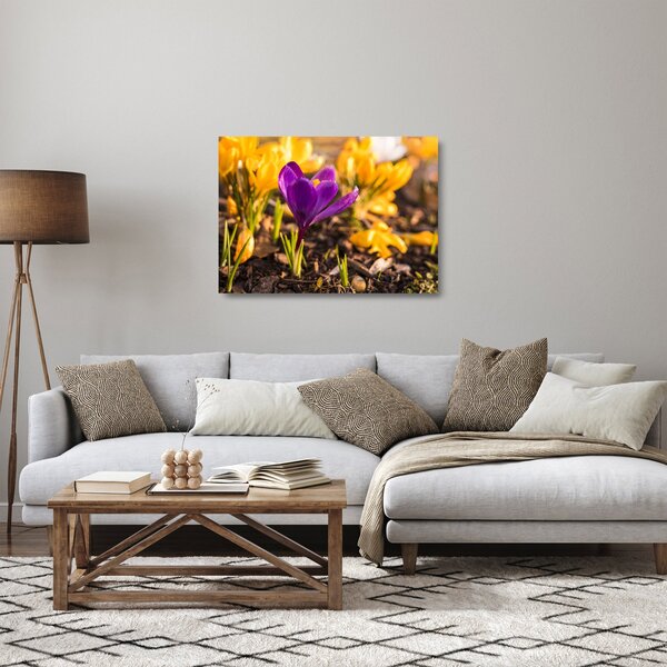 Staklena slika ljubičastog cvijeta (70x50 cm)