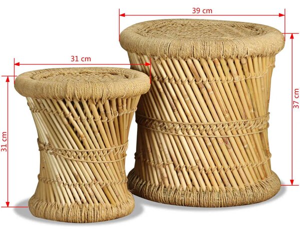 Stolci od bambusa i jute 2 kom - Smeđa 2 Smeđa