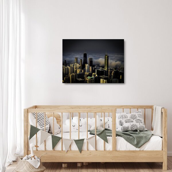 Staklena slika grada u oblacima (70x50 cm)