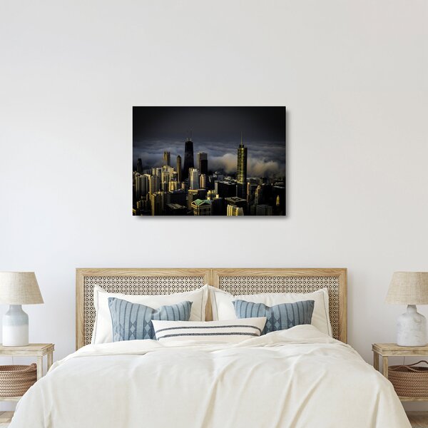 Staklena slika grada u oblacima (70x50 cm)