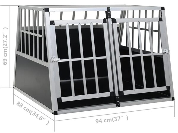 Kavez za pse s dvostrukim vratima 94 x 88 x 69 cm - 94 x 88 x 69 cm 94 x 88 x 69 cm