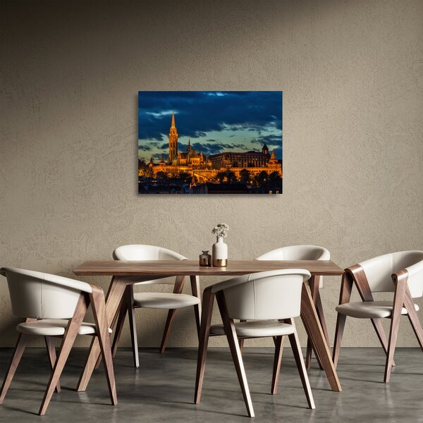 Staklena slika osvijetljene građevine (70x50 cm)