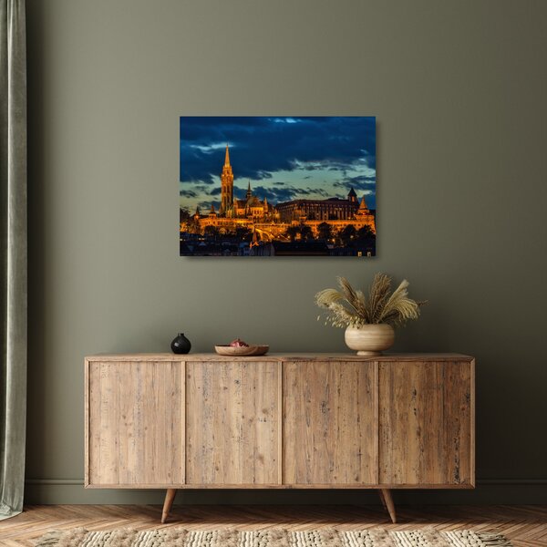 Staklena slika osvijetljene građevine (70x50 cm)