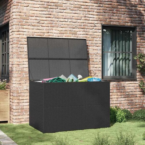 Vrtna kutija za pohranu crna 150 x 100 x 100 cm od poliratana - Crna Crna