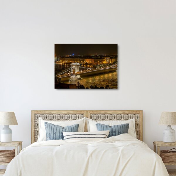 Staklena slika noćnog grada (70x50 cm)