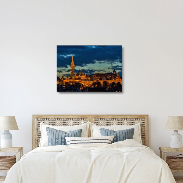 Staklena slika osvijetljene građevine (70x50 cm)