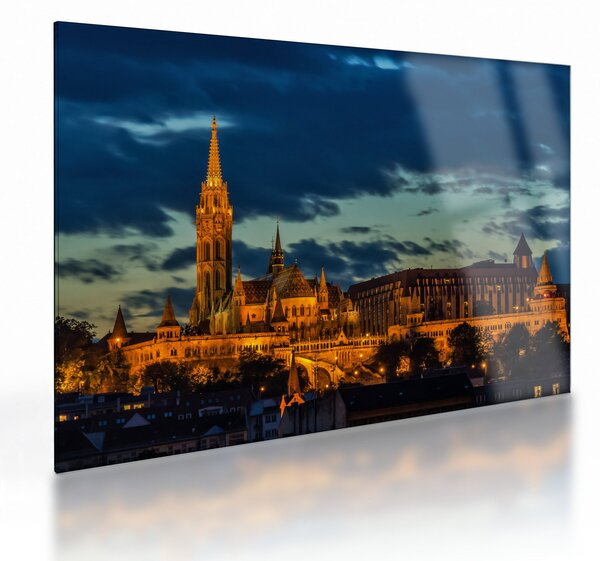 Staklena slika osvijetljene građevine (70x50 cm)