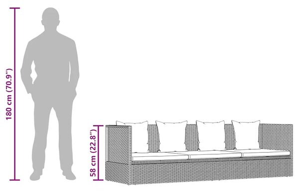 Vrtni ležaj sivi 200 x x 60 cm od poliratana - Siva 1 Siva