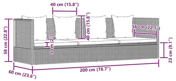 Vrtni ležaj sivi 200 x x 60 cm od poliratana - Siva 1 Siva