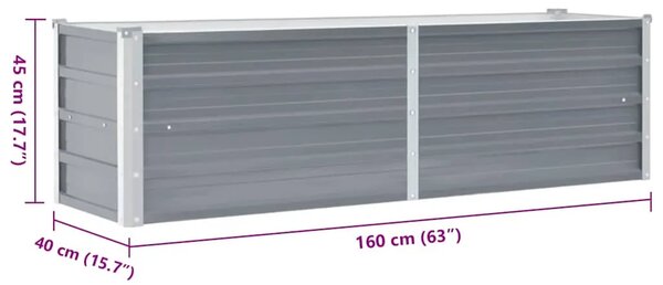 Vrtna sadilica od pocinčanog čelika 160 x 40 x 45 cm siva - Siva 160 x 40 x 45 cm 1 160 x 40 x 45 cm
