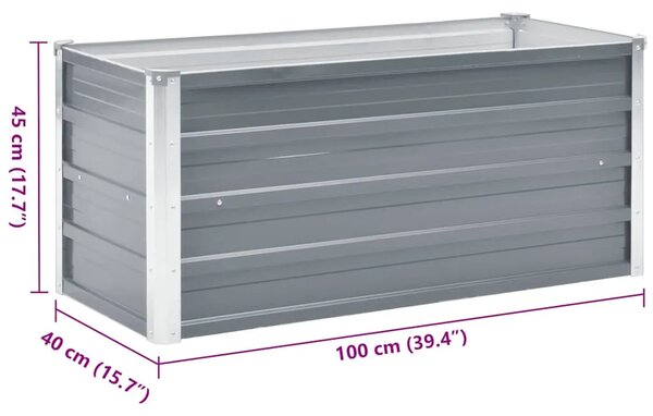 Vrtna sadilica od pocinčanog čelika 100 x 40 x 45 cm siva - Siva 100 x 40 x 45 cm 1 100 x 40 x 45 cm