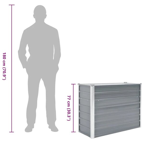 Vrtna sadilica od pocinčanog čelika 100 x 40 x 77 cm siva - Siva 100 x 40 x 77 cm 1 100 x 40 x 77 cm