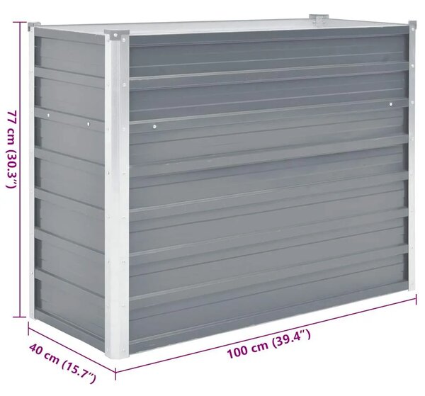 Vrtna sadilica od pocinčanog čelika 100 x 40 x 77 cm siva - Siva 100 x 40 x 77 cm 1 100 x 40 x 77 cm