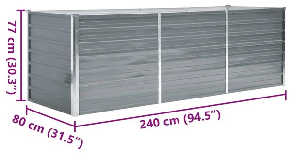Vrtna sadilica od pocinčanog čelika 240 x 80 x 77 cm siva - Siva 240 x 80 x 77 cm 1 240 x 80 x 77 cm