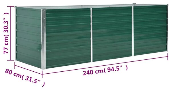 Vrtna sadilica od pocinčanog čelika 240 x 80 x 77 cm zelena - Zelena 240 x 80 x 77 cm 1 240 x 80 x 77 cm