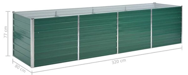 Vrtna sadilica od pocinčanog čelika 320 x 80 x 77 cm zelena - Zelena 320 x 80 x 77 cm 1 320 x 80 x 77 cm