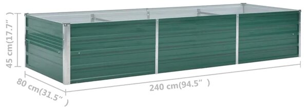 Vrtna sadilica od pocinčanog čelika 240 x 80 x 45 cm zelena - Zelena 240 x 80 x 45 cm 1 240 x 80 x 45 cm