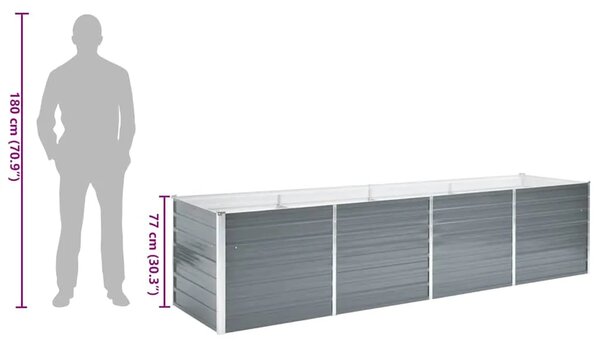 Vrtna sadilica od pocinčanog čelika 320 x 80 x 77 cm siva - Siva 320 x 80 x 77 cm 1 320 x 80 x 77 cm