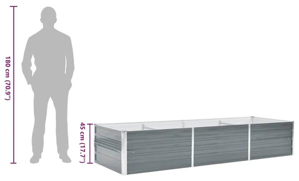 Vrtna sadilica od pocinčanog čelika 240 x 80 x 45 cm siva - Siva 240 x 80 x 45 cm 1 240 x 80 x 45 cm