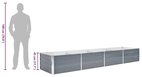Vrtna sadilica od pocinčanog čelika 320 x 80 x 45 cm siva - Siva 320 x 80 x 45 cm 1 320 x 80 x 45 cm