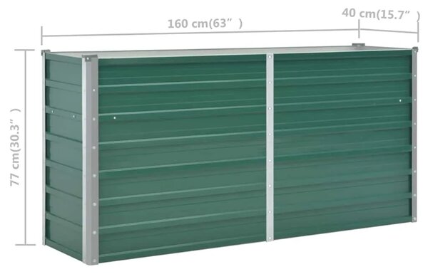 Vrtna sadilica od pocinčanog čelika 160 x 40 x 77 cm zelena - Zelena 160 x 40 x 77 cm 1 160 x 40 x 77 cm