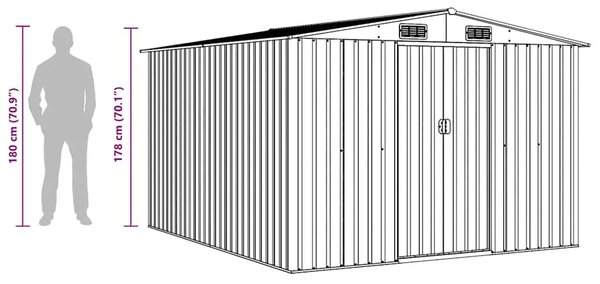 Vrtna kućica - Vrtno spremište 257 x 298 x 178 cm metalno sivo - Siva 257 x 298 x 178 cm 1 Siva