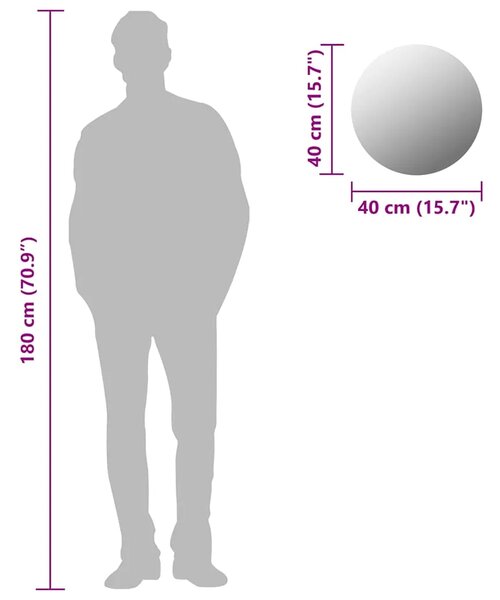 Zidno ogledalo 40 cm okruglo stakleno - Φ 40 cm 1 bez LED svjetala Φ 40 cm